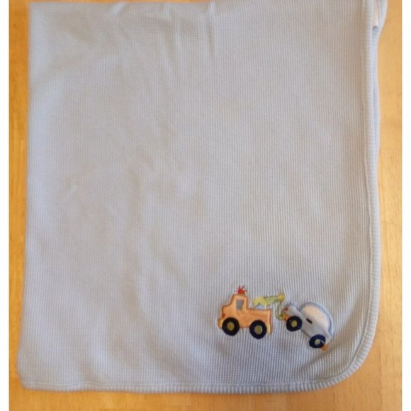 JUST BORN Tow Truck Baby Boy Thermal Cotton Receiving Swaddling Car Blanket Blue - Picture 3 of 5